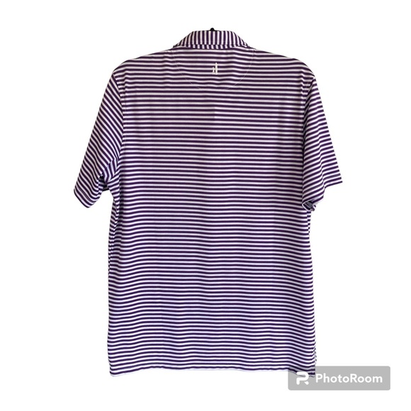 Johnnie O Polo Size M Set Of 2 Heather Blue & Purple White Stripe Nice - Picture 8 of 13